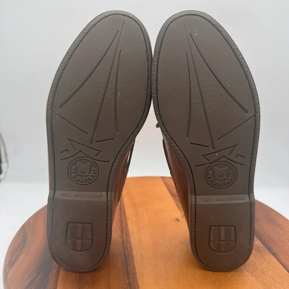 MEPHISTO Hurrikan 2-Eye Boat Shoes Men's US 11.5 Spinnaker Brown Leather Comfort